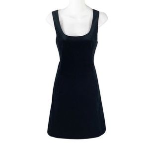 Theory black velvet pocketed sleeveless a-line dress 6 W8